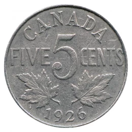1926 FAR 6 Canadian 5-Cent Nickel Coin (VG)-ICCS graded