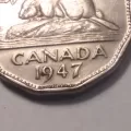 1947 DOT Canadian 5-Cent Beaver Nickel Coin (F Grade)