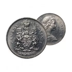 1968 Canadian 50-Cent Coat of Arms Half Dollar Coin (AU-Unc)