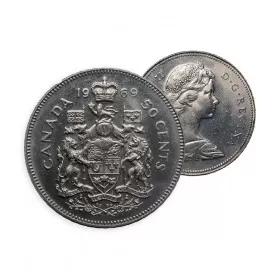 1969 Canadian 50-Cent Coat of Arms Half Dollar Coin (AU-Unc)