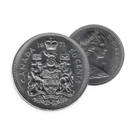 1971 Canadian 50-Cent Coat of Arms Half Dollar Coin (Circulated)