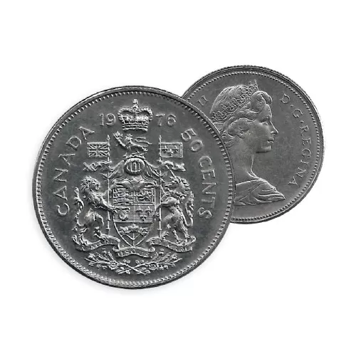1976 Canadian 50-Cent Coat of Arms Half Dollar Coin (Circulated)