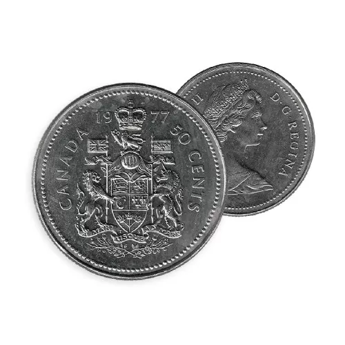1977 Canadian 50-Cent Coat of Arms Half Dollar Coin (Brilliant Uncirculated)