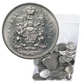 1968 Canadian 50-Cent Coat of Arms Half Dollar Coin Lot of 100pcs (Circulated)