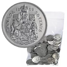 1969 Canadian 50-Cent Coat of Arms Half Dollar Coin Lot of 100pcs (Circulated)