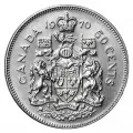 1970 Canadian 50-Cent Coat of Arms Half Dollar Coin Lot of 100pcs (Circulated)