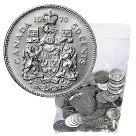 1970 Canadian 50-Cent Coat of Arms Half Dollar Coin Lot of 100pcs (Circulated)