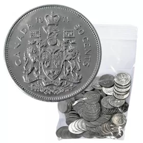 1971 Canadian 50-Cent Coat of Arms Half Dollar Coin Lot of 100pcs (Circulated)