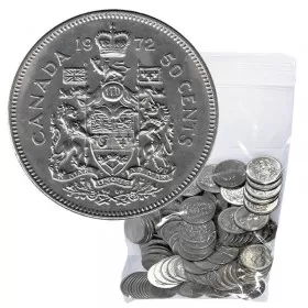1972 Canadian 50-Cent Coat of Arms Half Dollar Coin Lot of 100pcs (Circulated)