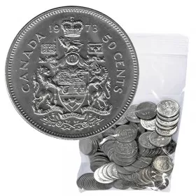 1973 Canadian 50-Cent Coat of Arms Half Dollar Coin Lot of 100pcs (Circulated)