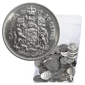 1976 Canadian 50-Cent Coat of Arms Half Dollar Coin Lot of 100pcs (Circulated)