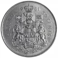 1981 Canadian 50-Cent Coat of Arms Half Dollar Coin Lot of 100pcs (Circulated)