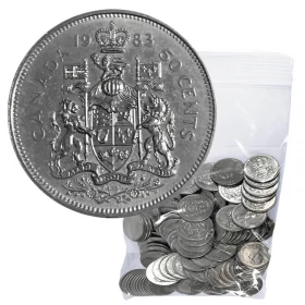 1983 Canadian 50-Cent Coat of Arms Half Dollar Coin Lot of 100pcs (Circulated)