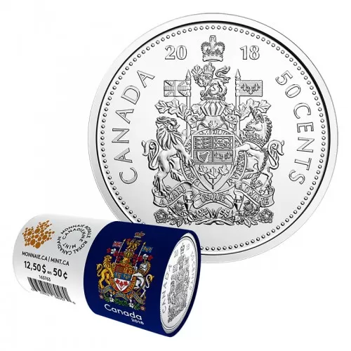 2018 Canadian 50-Cent Coat of Arms Special Wrap Circulation Coin Roll
