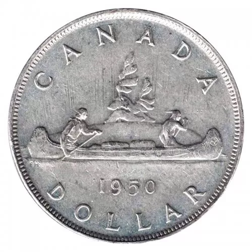 1950 Canadian $1 Voyageur Silver Dollar Coin (VFor better)