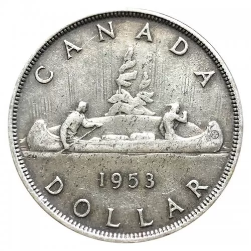 1953 Canadian $1 Voyageur Silver Dollar Coin (VF or BETTER)