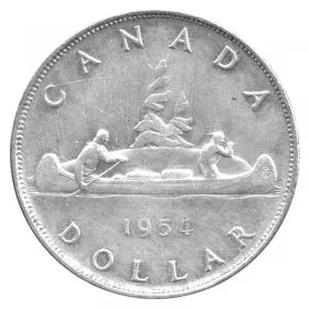 1954 Canadian $1 Voyageur Silver Dollar Coin (VF or better)