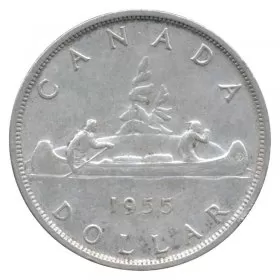 1955 Canadian $1 Voyageur Silver Dollar Coin (VF or better)