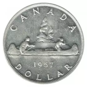 1957 1WL Canadian $1 Voyageur Silver Dollar Coin EF or better