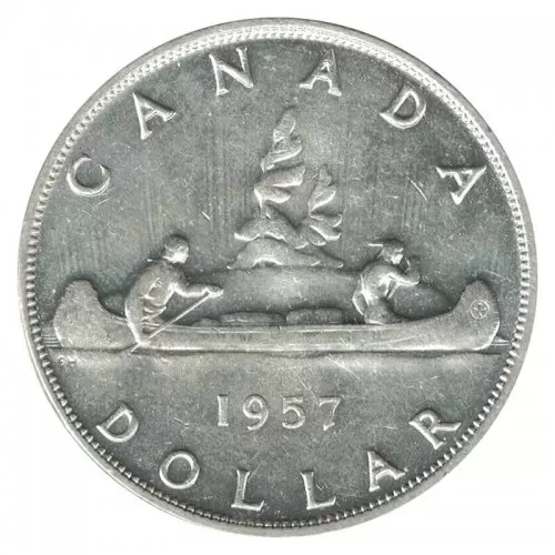1957 1WL Canadian $1 Voyageur Silver Dollar Coin EF or better