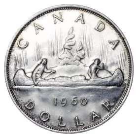 1960 Canadian $1 Voyageur Silver Dollar Coin-AU or better