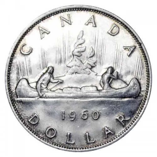 1960 Canadian $1 Voyageur Silver Dollar Coin-AU or better