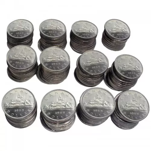 1968 Canadian $1 Voyageur Dollar Coin Lot of 100pcs (Circulated)