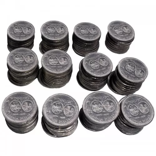 1974 (1874-) Canadian $1 Winnipeg Centennial Dollar Coin Lot of 50pcs (Circulated)