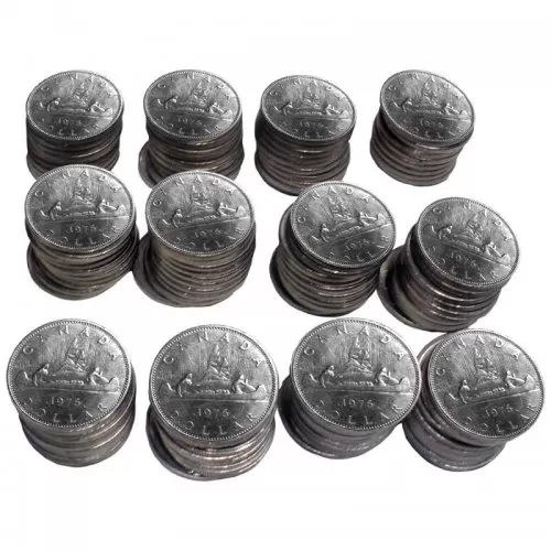 1976 Canadian $1 Voyageur Dollar Coin Lot of 100pcs (Circulated)