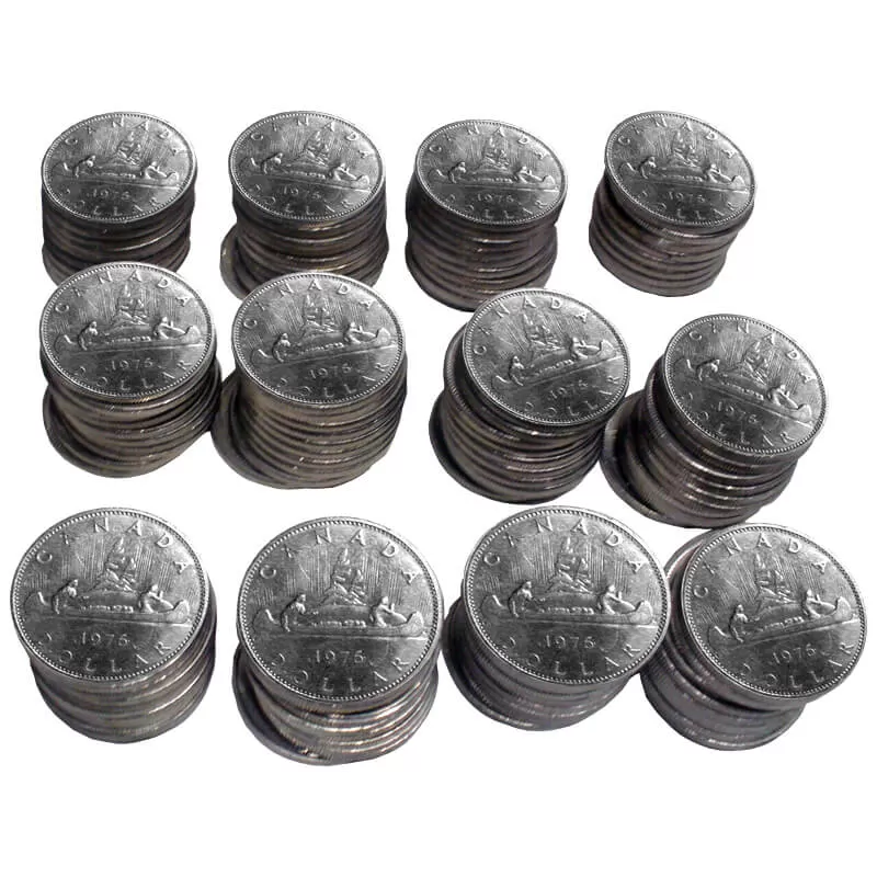 1976 Canadian $1 Voyageur Dollar Coin Lot of 100pcs (Circulated)
