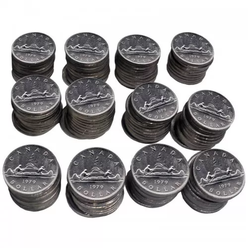 1979 Canadian $1 Voyageur Dollar Coin Lot of 100pcs (Circulated)