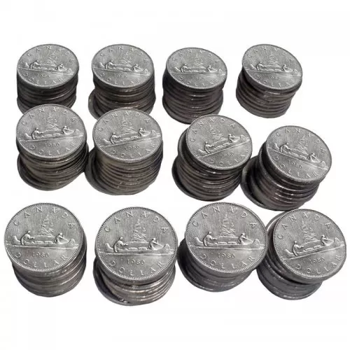 1980 Canadian $1 Voyageur Dollar Coin Lot of 100pcs (Circulated)