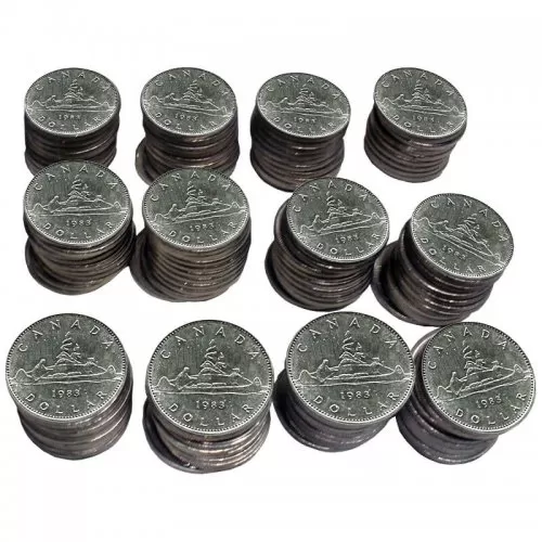 1983 Canadian $1 Voyageur Dollar Coin Lot of 100pcs (Circulated)