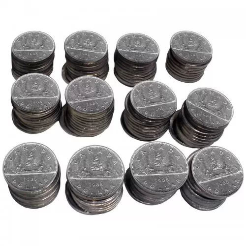 1985 Canadian $1 Voyageur Dollar Coin Lot of 100pcs (Circulated)
