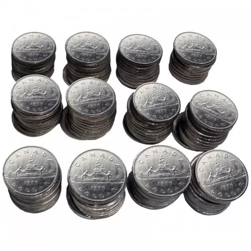 1986 Canadian $1 Voyageur Dollar Coin Lot of 100pcs (Circulated)
