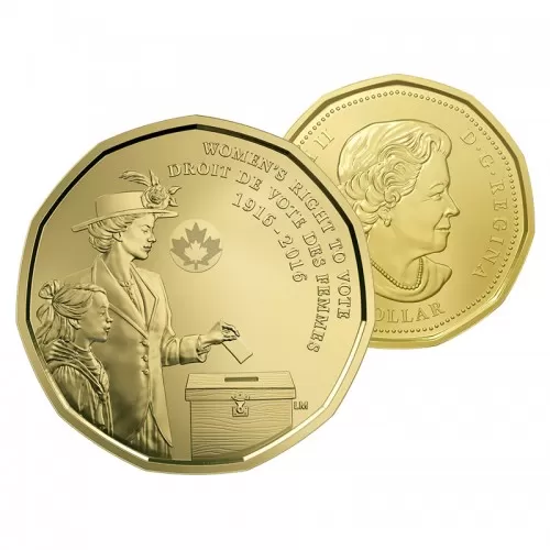 2016 (1916-) Canadian $1 Women's Right to Vote 100th Anniv Loonie Dollar Coin (Brilliant Uncirculated)