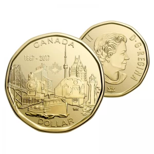 2017 (1867-) Canadian $1 Connecting A Nation 150th Anniv Loonie Dollar from mint sets