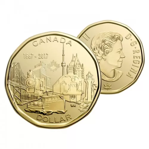 2017 (1867-) Canadian $1 Connecting A Nation 150th Anniv Loonie Dollar from mint sets