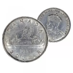 1935 Canadian $1 Voyageur/25th Anniv Commemorative Silver Dollar Coiin-VF or better