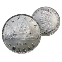 1936 Canadian $1 Voyageur Silver Dollar Coin (VF or better)