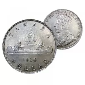 1936 Canadian $1 Voyageur Silver Dollar Coin (VF or better)