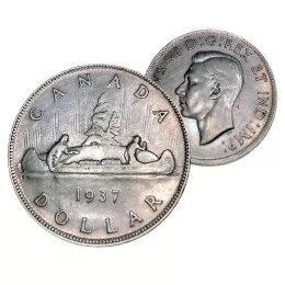 1937 Canadian $1 Voyageur Silver Dollar Coin (VF or better)