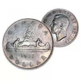 1937 Canadian $1 Voyageur Silver Dollar Coin (VF or better)