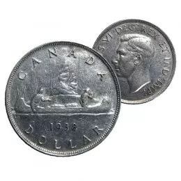 1938 Canadian $1 Voyageur Silver Dollar Coin (EF)