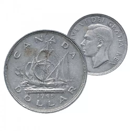 1949 Canadian $1 Newfoundland Commemorative Silver Dollar Coin (VF or better)