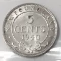 1940-C Newfoundland 5-Cent Piece Silver Coin ICCS Graded MS-64