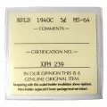 1940-C Newfoundland 5-Cent Piece Silver Coin ICCS Graded MS-64