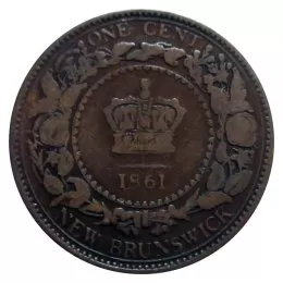 1861 New Brunswick 1-Cent Large Penny Coin (VF)