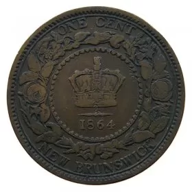 1864 New Brunswick 1-Cent Large Penny Coin (VG) short six