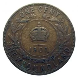 1907 Newfoundland 1-Cent Large Penny Coin (VF)